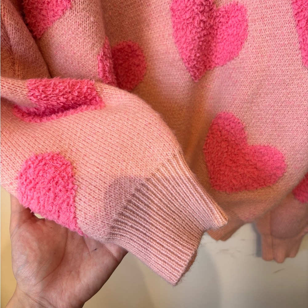 Pink Heart Pattern Knit Sweater - Picture 3 of 5